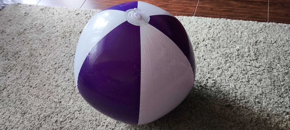 Piłka plażowa Unikalna, dmuchana 35cm nowa,biało-fioletowa z logo play