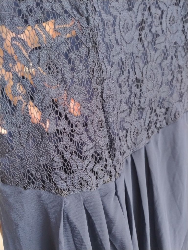 Sukienka wesele granatowa długa elegancka rozciągliwa XL/42