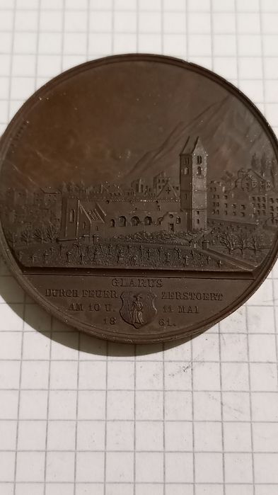 Медаль пожар в Гларусе 1861г