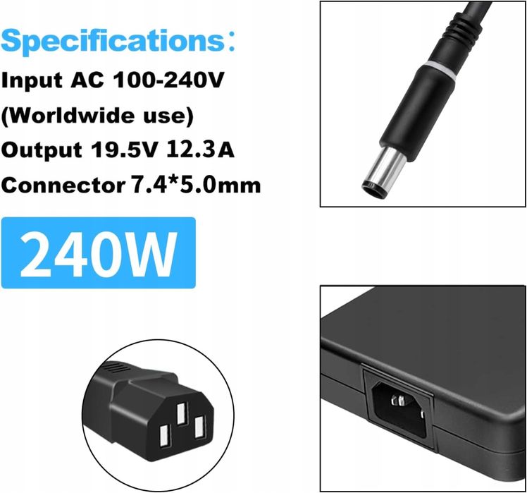Ładowarka sieciowa 240W 19,5V 12,3A do Dell Alienware