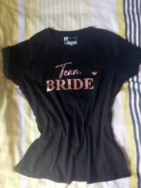 Czarna koszulka t shirt Team Bride panna młoda ślub roz M nowa