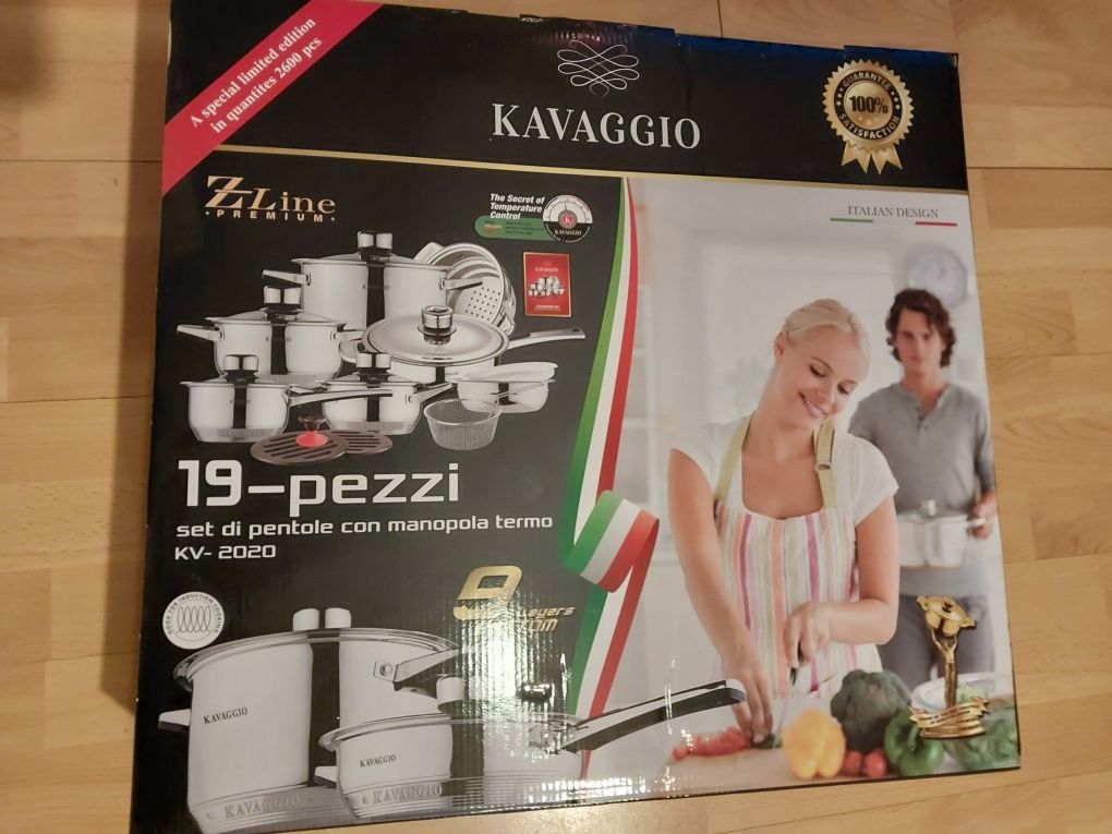 Nowy komplet Kavaggio: garnki, pokrywki, inne elementy na gaz,indukcję