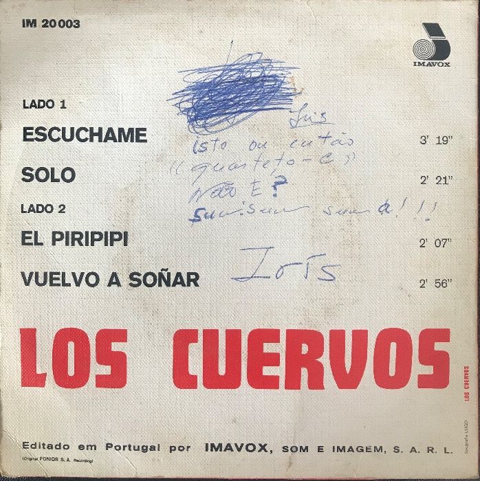 Disco Vinil - Los Cuervos ‎– Escúchame