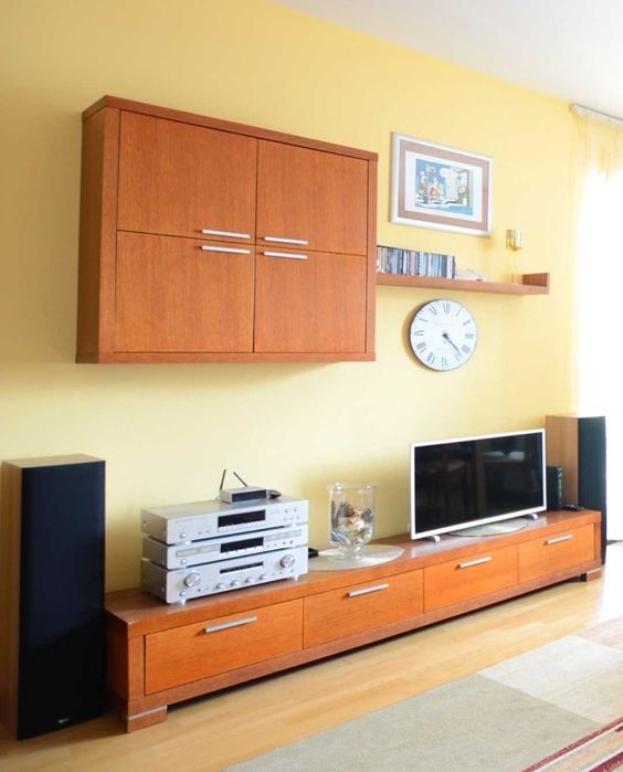 Meble do salonu - szafka pod RTV, szafka wisząca + półka