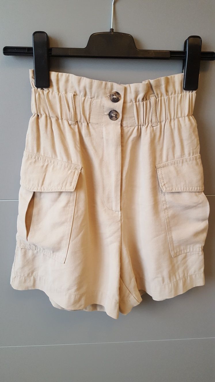 Szorty, spodenki wysoki stan z kieszeniami h&m