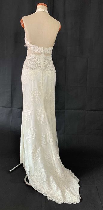 Nowa Suknia Ślubna Boho Glamour M 38 Koronka Syrenka Plecy Tren Piękna