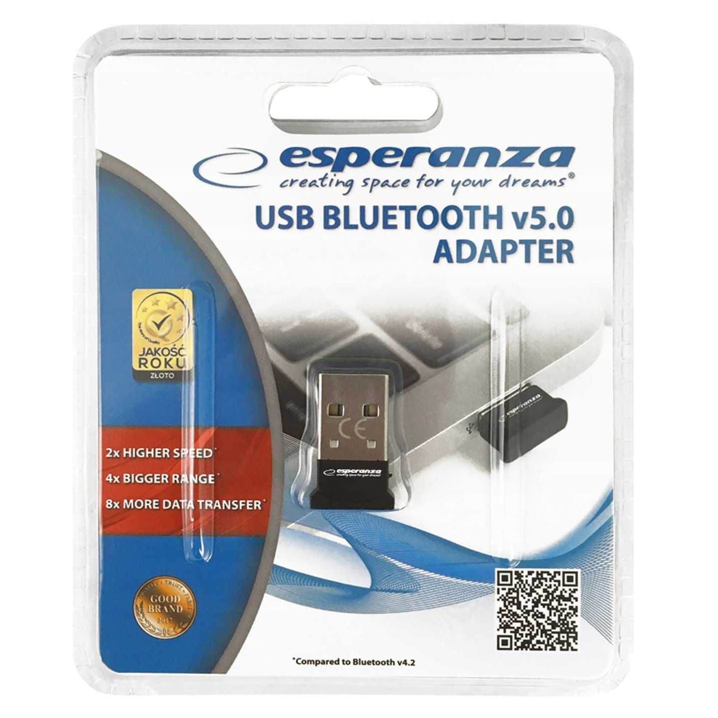 Adapter BLUETOOTH 5.0 USB Superszybki DO KOMPUTERA