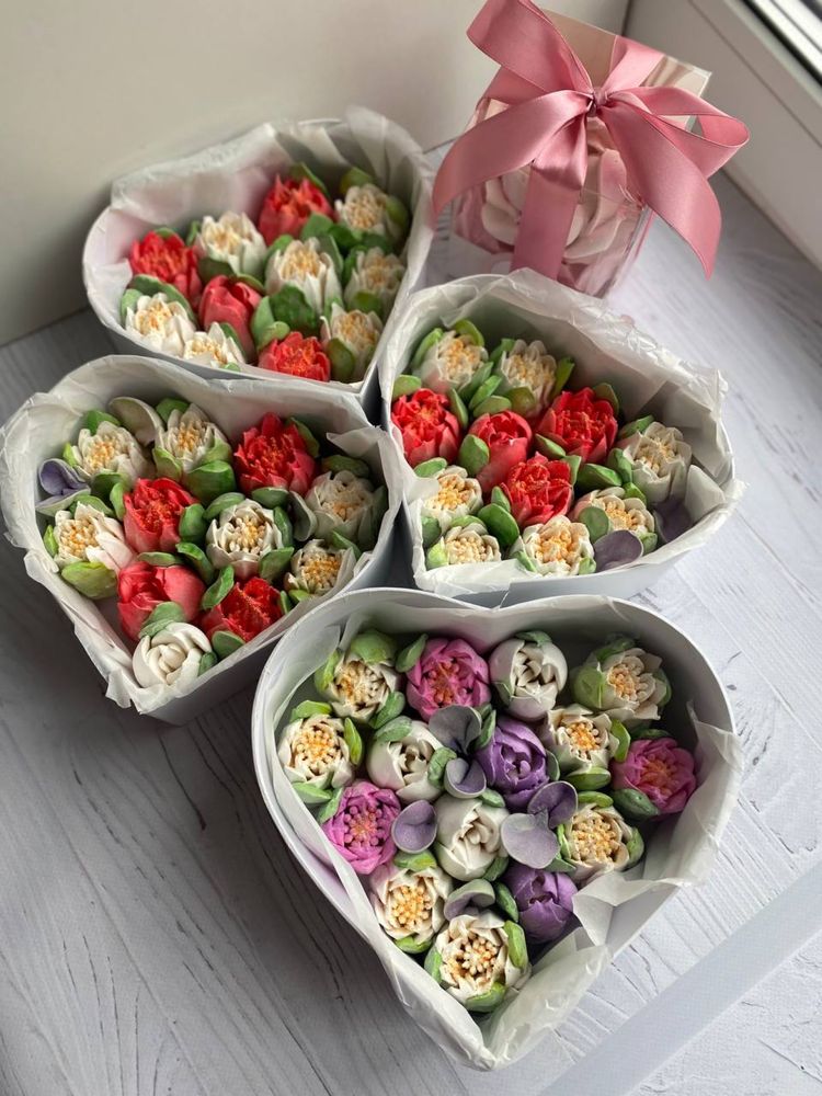 Зефирные тюльпаны в коробках