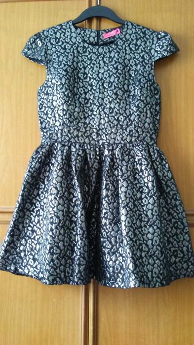 Czarno-srebrna sukienka wieczorowa/wizytowa Ribbon,  L/ 40 / 12