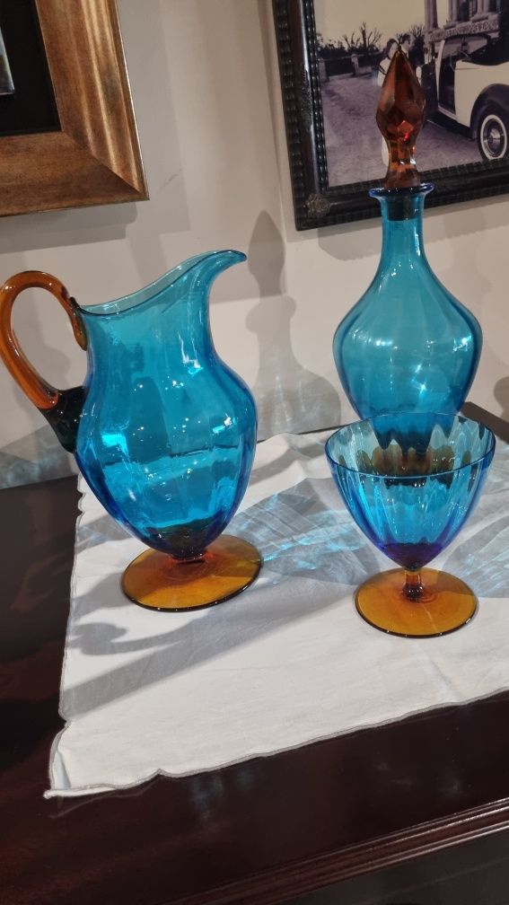 Serviço de copos azuis Art Decô