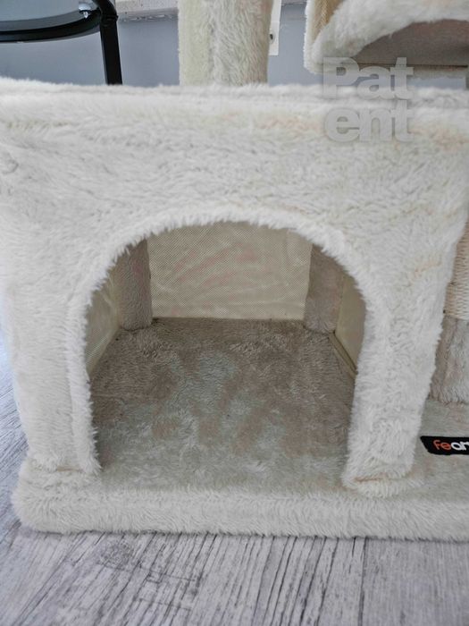 Drapak dla kota kompaktowy 67 cm beżowy domek słupek legowisko