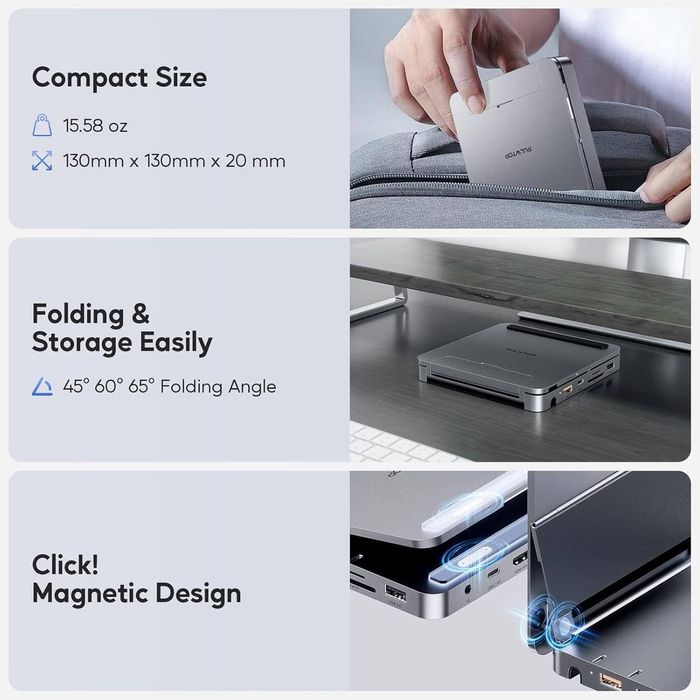 Док-станція PULWTOP 9 в 1 для iPad з корпусом для SSD, 100W