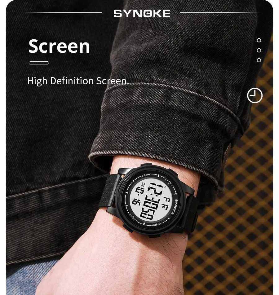 Sportowy zegarek elektroniczny Synoke cyfrowy unisex wodoszczelny WR50