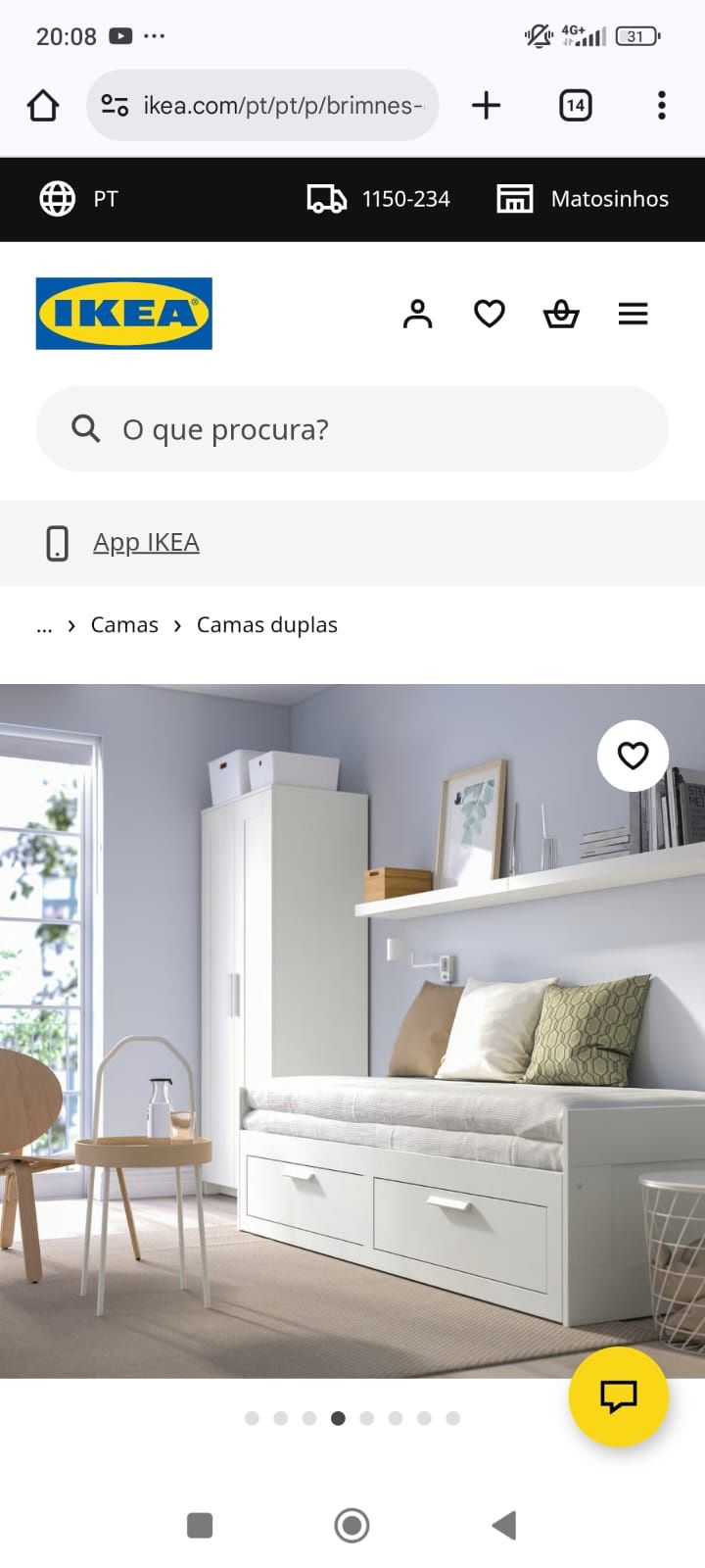 Cama indiv/dupla c/ 2gavetas/2colchões, branco/Ågotnes