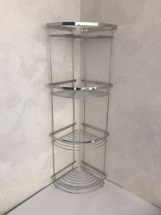 Кутова четвертна поличка для ванни 20x20 нержавіюча сталь