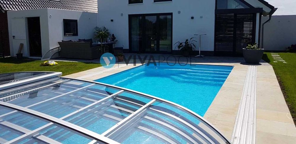 Basen poliestrowy, ogrodowy, wkopywany, zestaw filtracja, LED  komplet