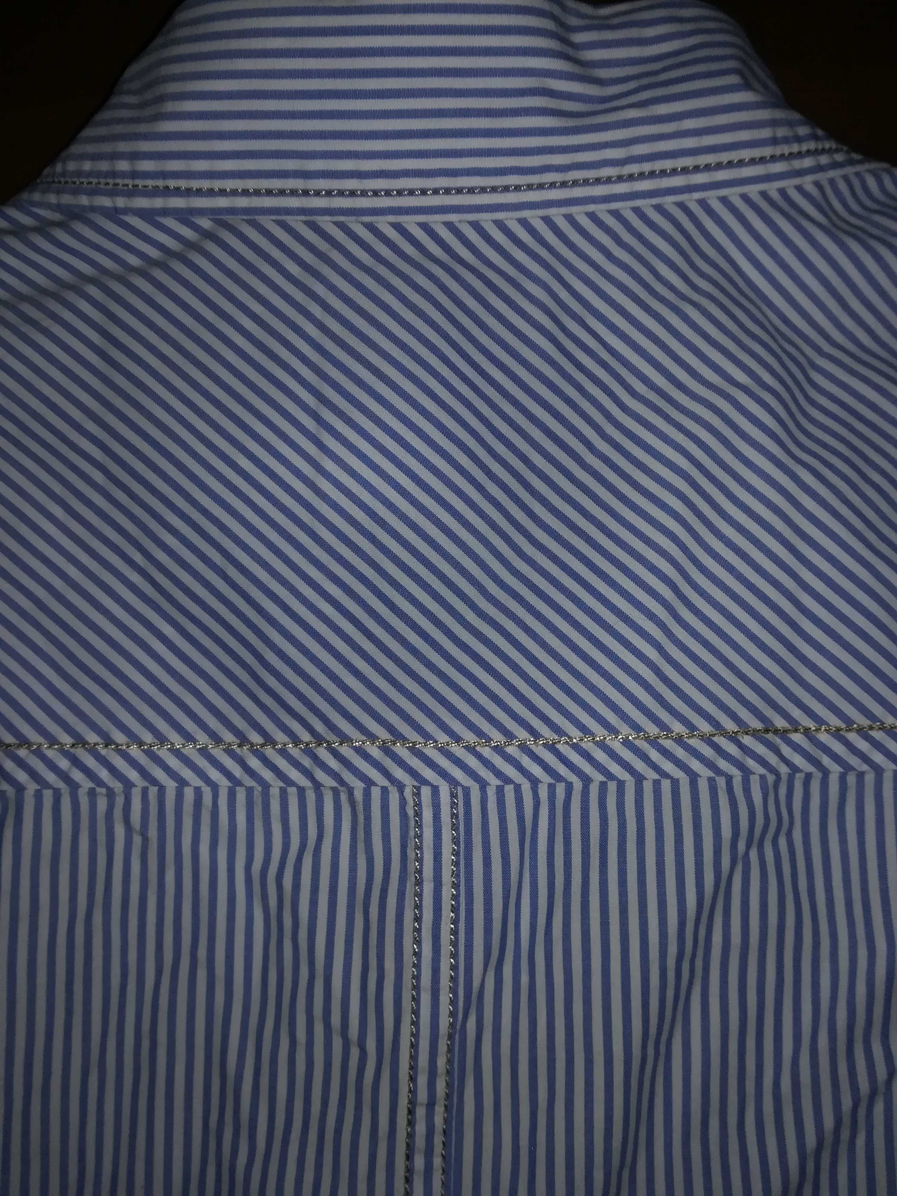 XL Męska koszula z krótkim rękawem COTTONFIELD w paski prążki