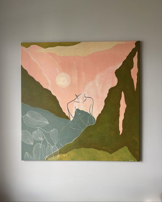 Duży obraz abstrakcyjny 100x100 cm – unikat, ręcznie malowany