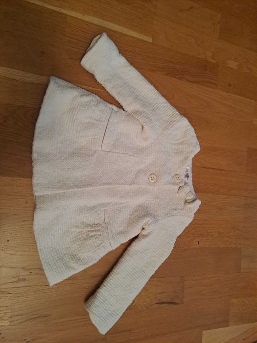 Zara płaszczyk sweterek na chrzest, przyjęcie rozm 86