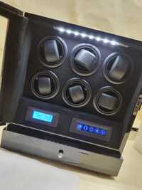 Rotomat na 6 zegarków, z podświetleniem LED, pilotem i szufladą