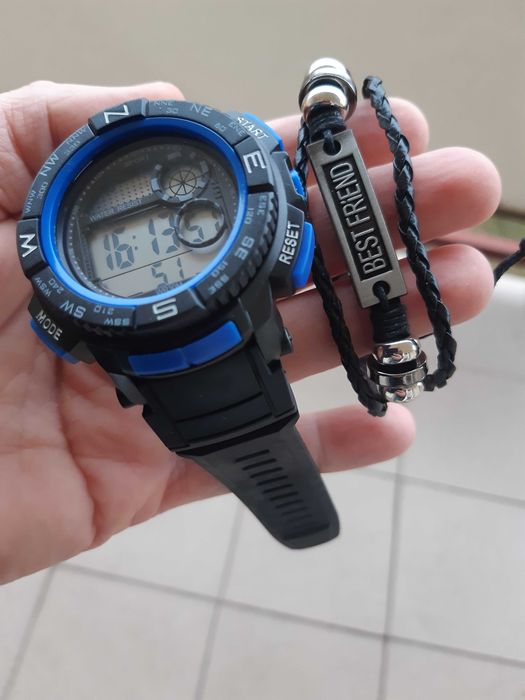 Zegarek męski dla chłopca elektroniczny stoper sportowy + bransoletka