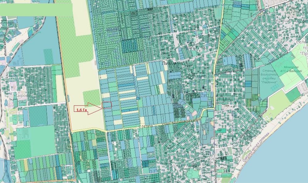 Земельна ділянка 1,6 Га. Стара Люстдорфська