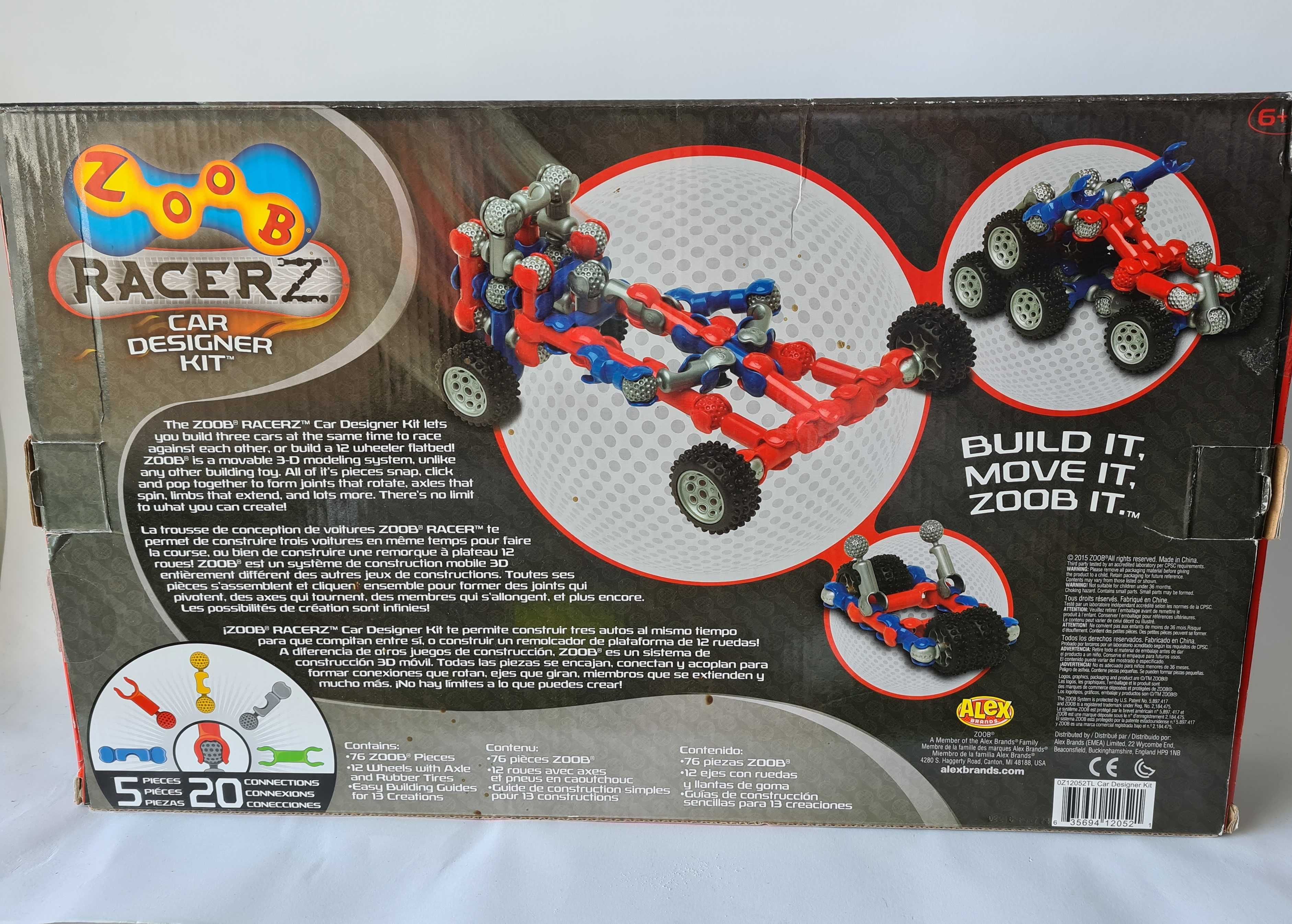 Klocki konstrukcyjne XXL  88 szt Zoob RacerZ Car Designer KIT