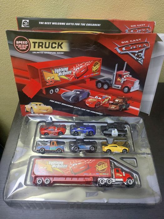 Conj 6 carros faísca McQueen + camião NOVO