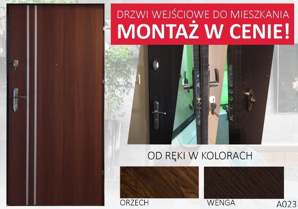 Drzwi wejściowe wewnątrzklatkowe do mieszkania w bloku