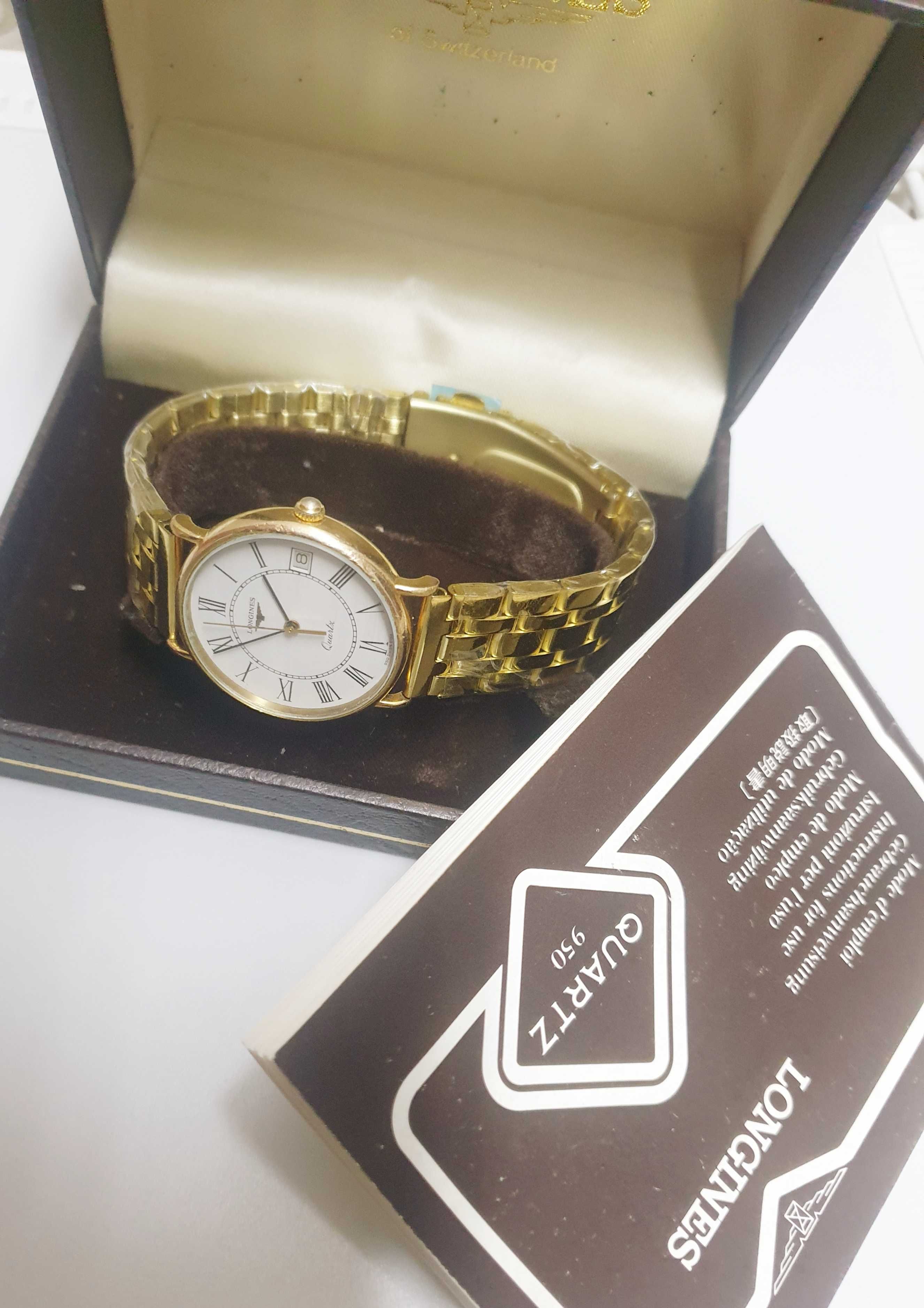 LONGINES oryginalny pozlacany meski zegarek kwarcowy Vintage SWISS