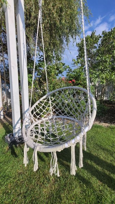 Huśtawka hamak wiszący ecru boho bocianie gniazdo