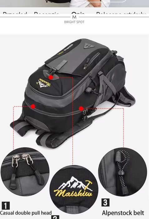 Nowy plecak Górski trekkingowe 40l Alaska wodoodporny nylonowy