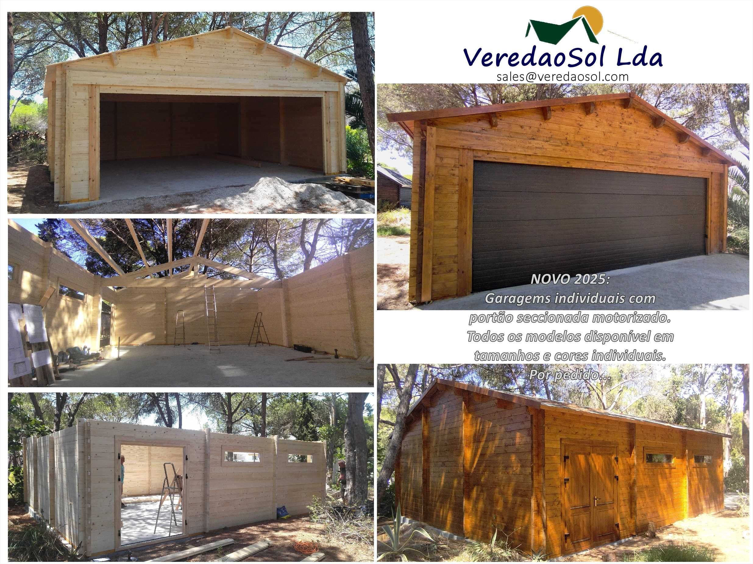 KIT madeira 6x6 m GARAGEM DUPLA 34m² 44mm sem e com portões IMBATÍVEL