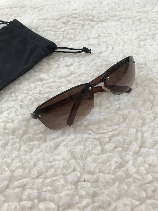 Brązowe metalowe męskie okulary przeciwsłoneczne Max Mara vintage