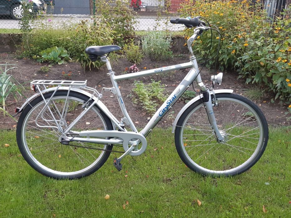 DUŻY Rower Męski City Star 7 bieg Aluminiowy Amortyzowany koło 28