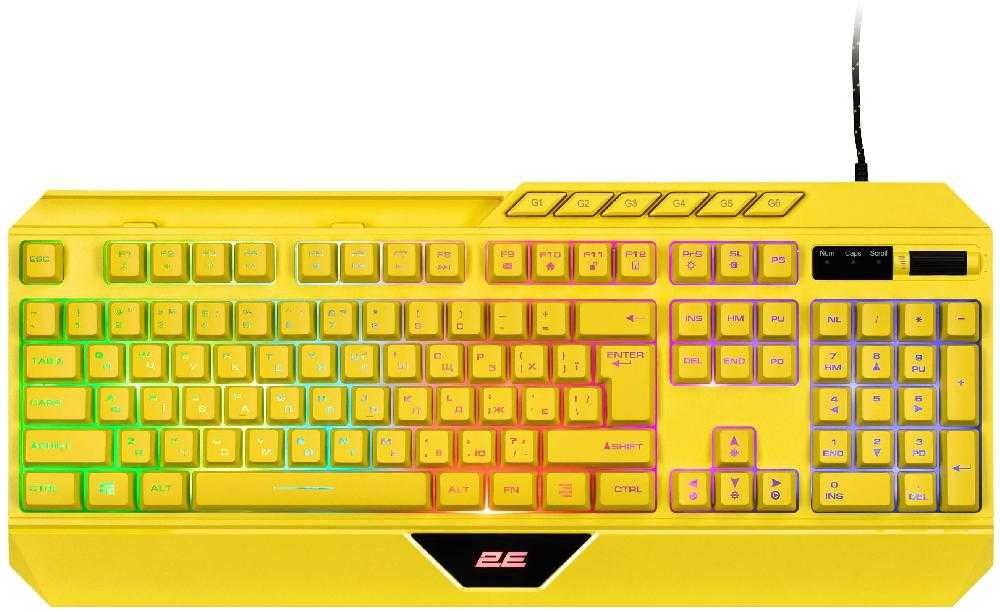 Яркая игровая клавиатура с подсветкой 2E Gaming KG315 RGB USB Yellow