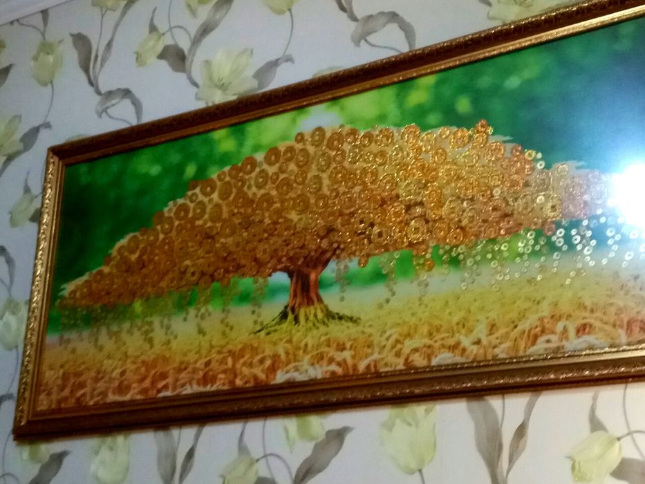 Картина алмазная вышивка Денежное дерево, новая, 150Х65