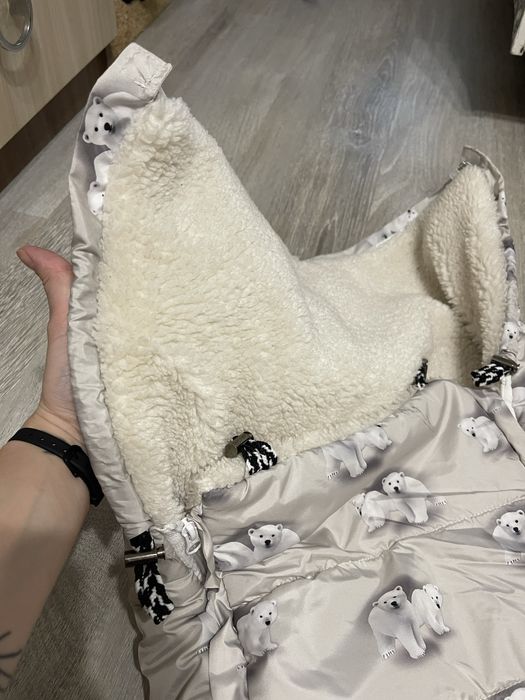 Конверт зимовий дитячий для немовлят в коляску прогулянковий на хутрі