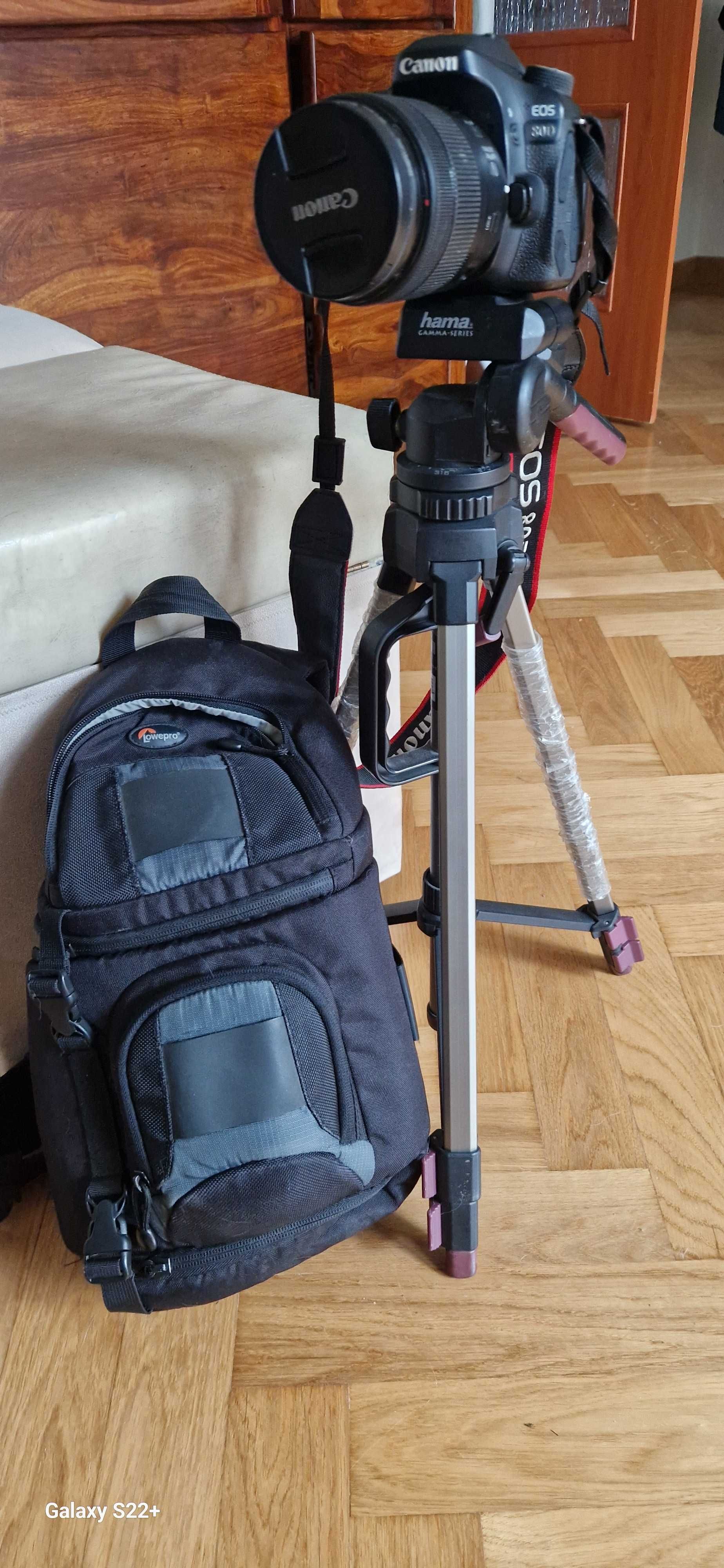Canon EOS 80D + obiektyw EF 28-135 mm + statyw + plecak