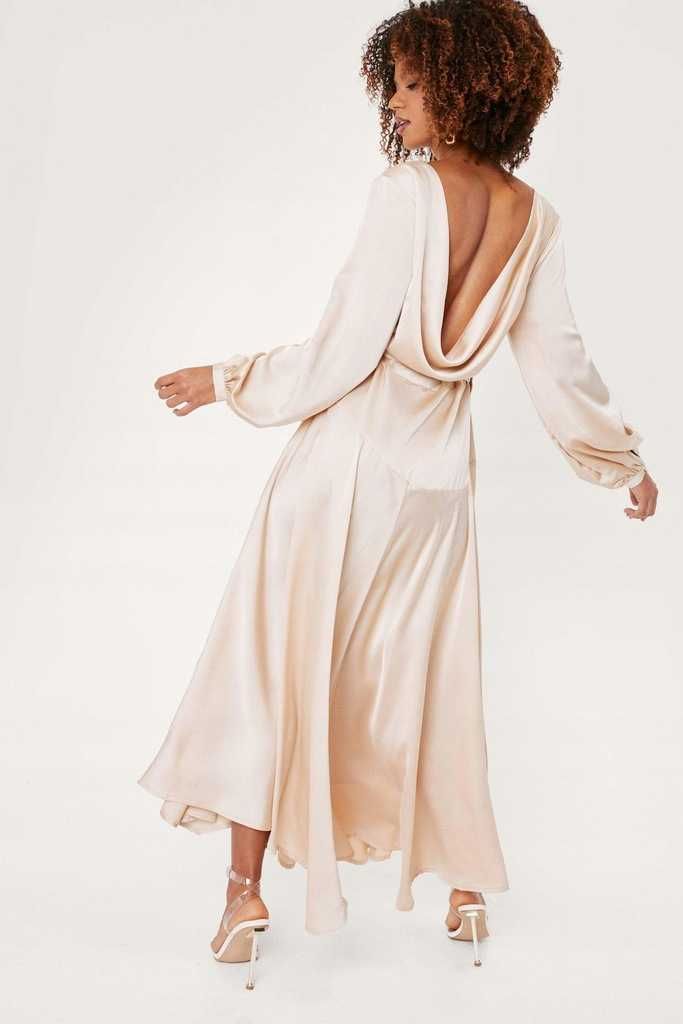 NASTY GAL | sukienka kopertowa maxi NOWA 32/34