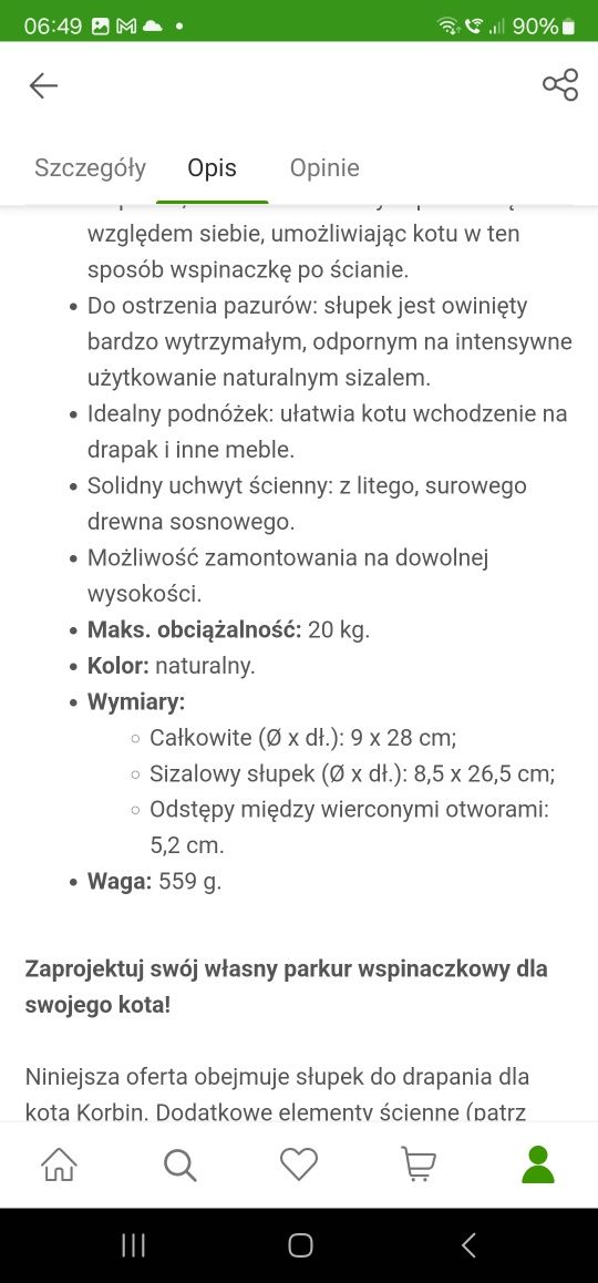 Zestaw ścianka dla kota wiszące legowisko