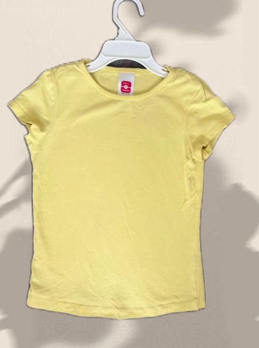 Żółta bluzka oliwkowa koszulka t-shirt gładki krótki rękaw