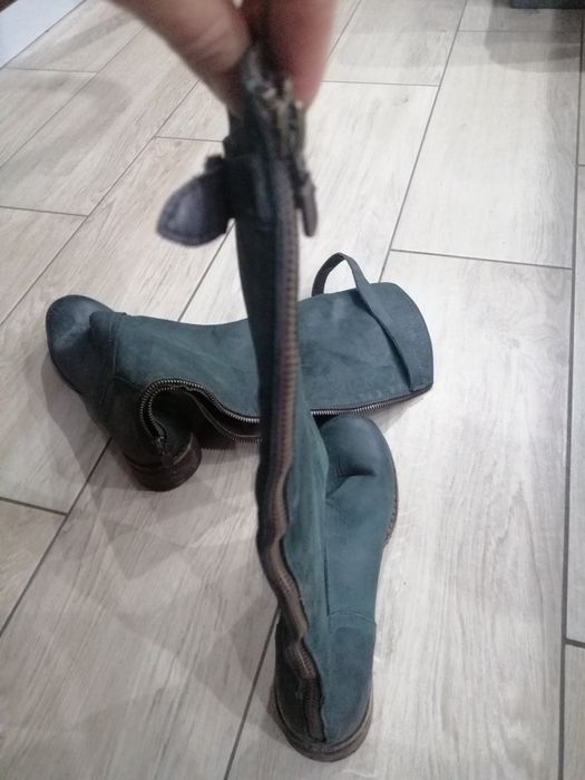 Włoskie kozaki rozm. 37 butelkowa zieleń nowe