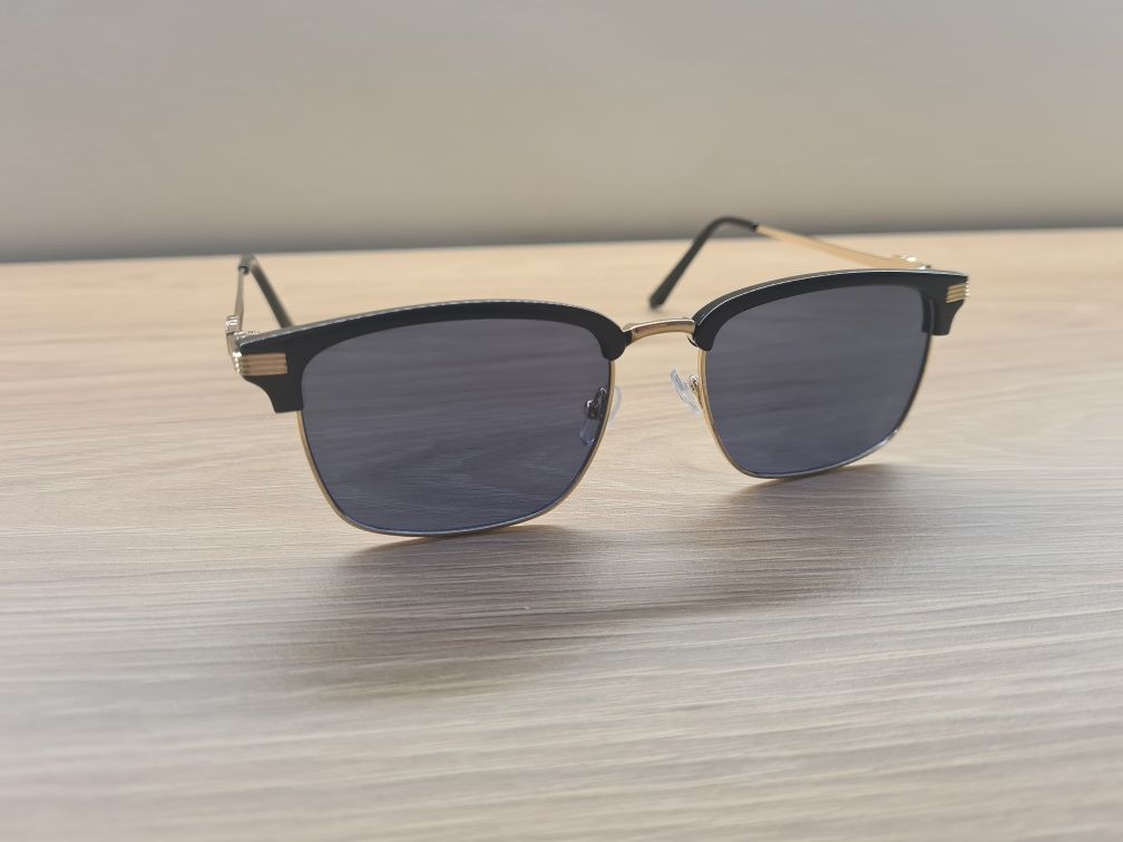 HIT Nowe Męskie Okulary Rayban Czarne Złote Przeciwsłoneczne UV400