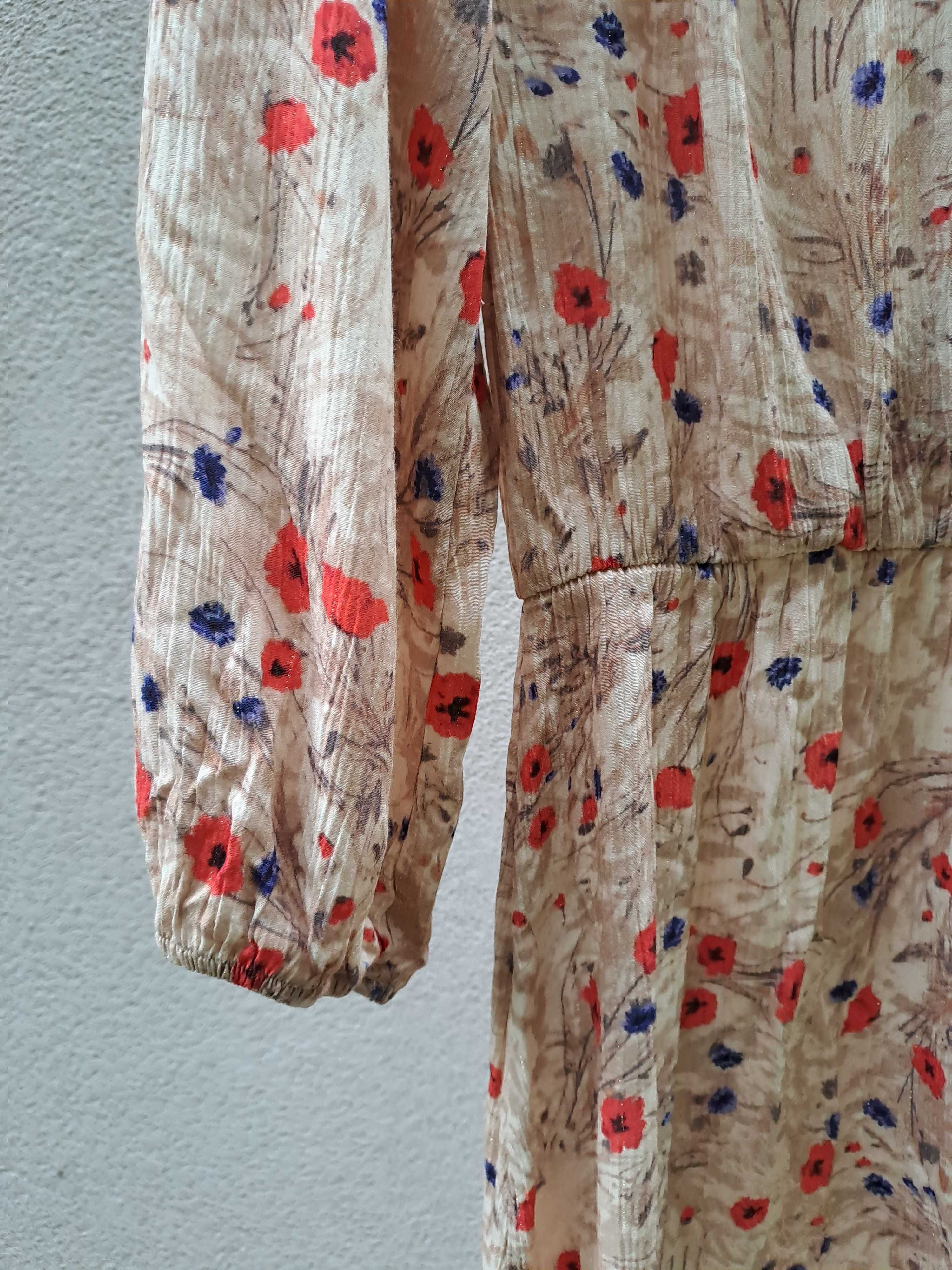 Sukienka Reserved nowa maxi midi beżowa kwiaty 42 XL wiskoza