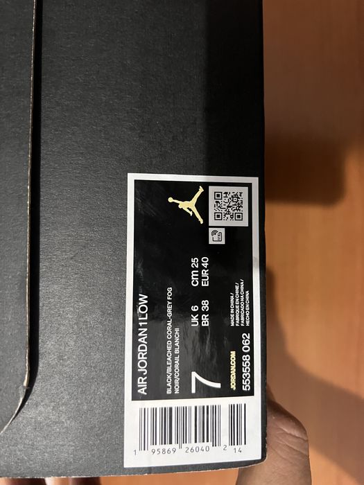 Jordan 1 low black gery pink