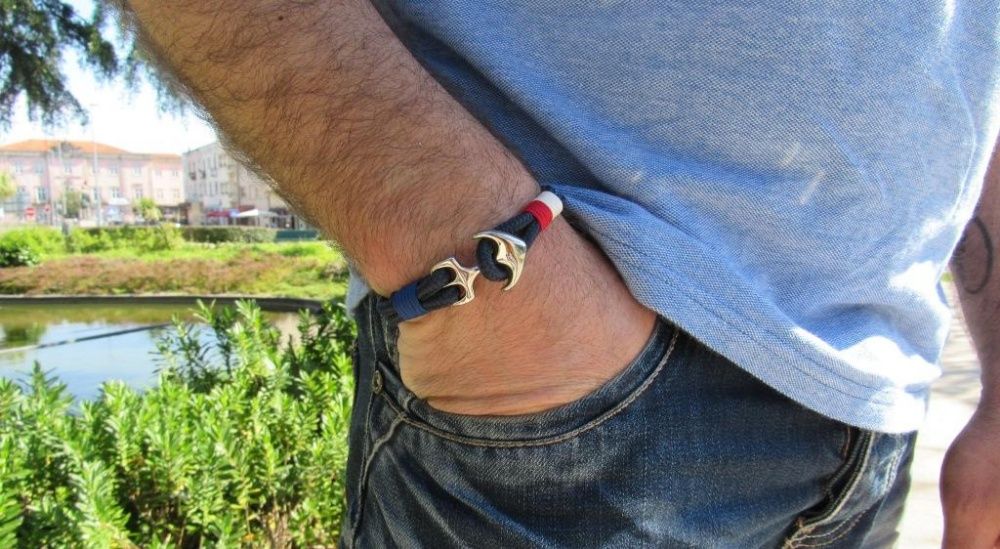Pulseira Masculina com Âncora em Aço Inoxidável 316l