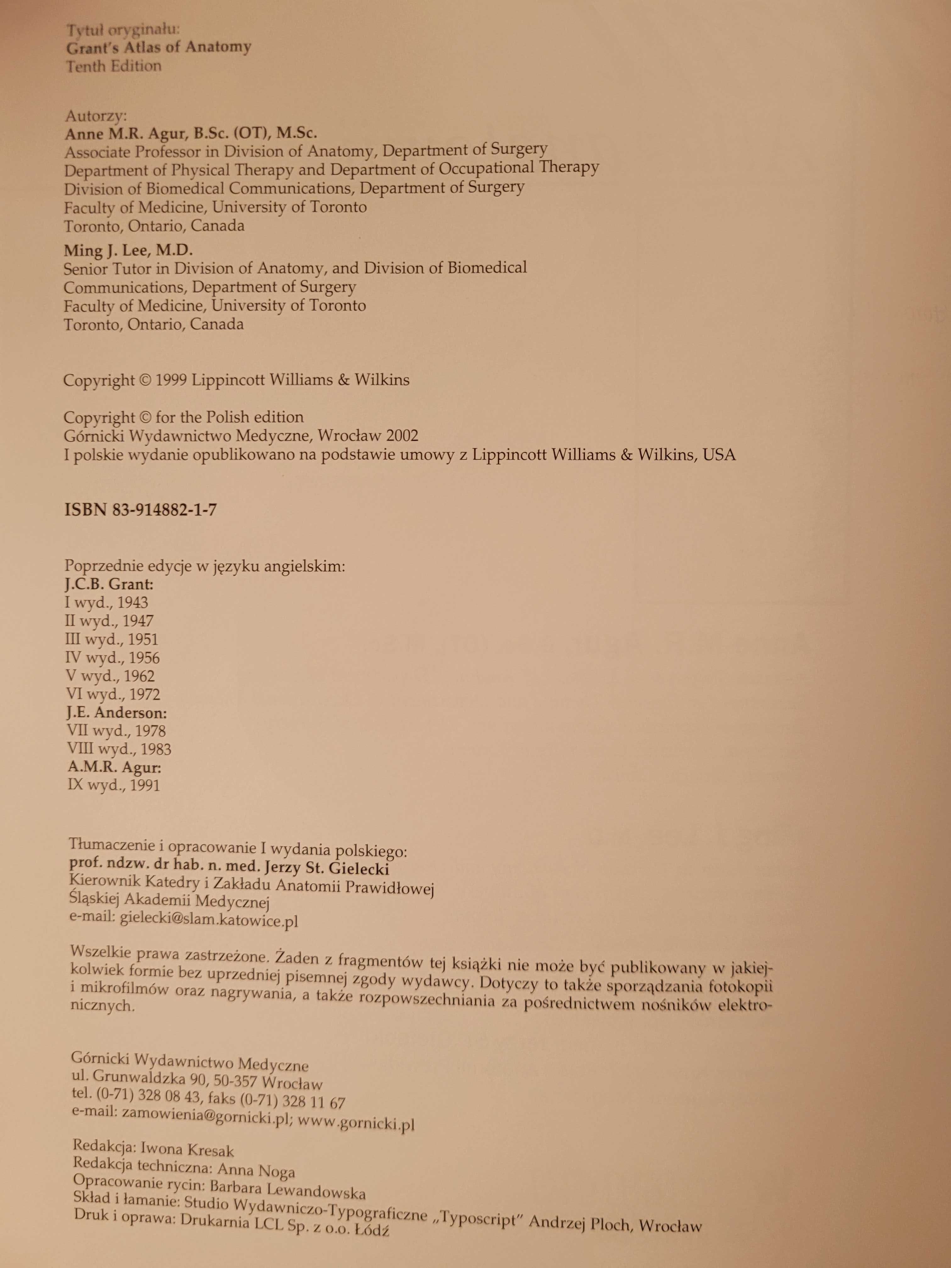 Atlas anatomii GRANT opr. Jerzy Gielecki