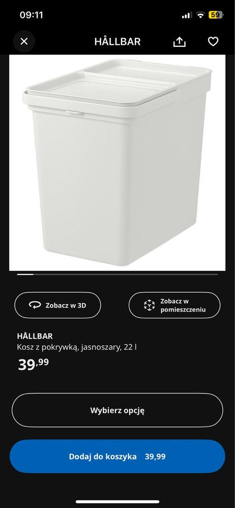 3 x HÅLLBAR z IKEA kosz na śmieci 22 l