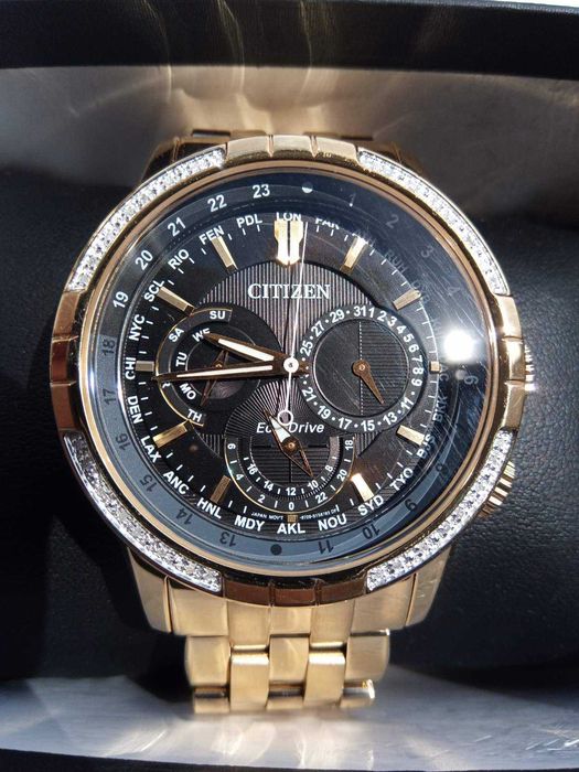 Японские мужские часы с 32 бриллиантами Citizen Eco-Drive BU2082-56E